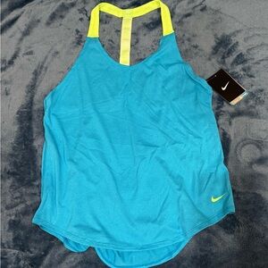 Nike JUST DO IT drifit aqua blue athletic Tank Top racerback neon Straps NWT S